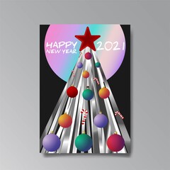 2021 happy new year invation luxury tempate, shiny glitch holograpic creative design