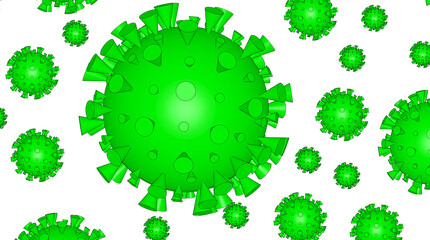 covid 19 drawn in green with 3d graphics. Illustration for coronavirus, variant, omicron, pollen, virus, dust, star, sars. The vaccine is the solution!