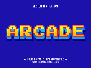Editable text effect - retro arcade game yellow and orange gradient color modern style	

