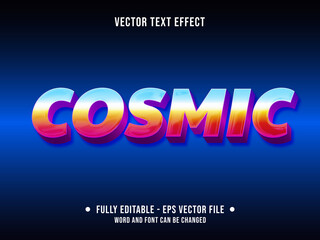 Editable text effect - retro cosmic red and blue gradient color modern style	
