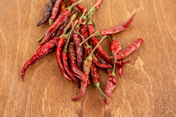 pattern pod of hot chili pepper on a wooden background set cooking seasoning