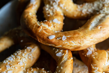 background festive oktoberfest pretzel with salt closeup pattern basis