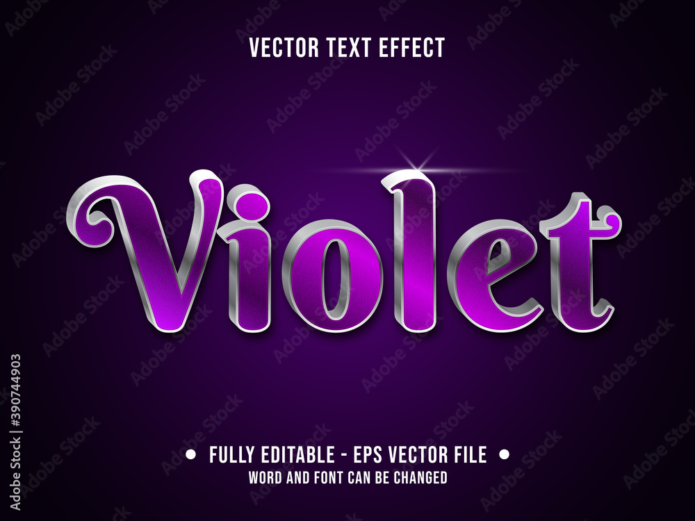 Wall mural editable text effect - violet purple and silver gradient color modern style