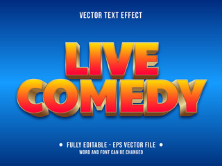 Editable text effect - live comedy yellow and orange gradient color modern style	
