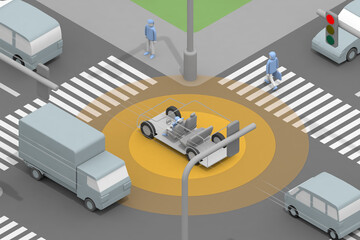 It runs automatically. Autonomous driving at intersections. Slow down while driving. A person who does not drive.
