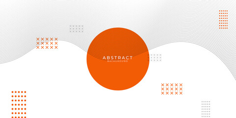Hi-tech orange white shapes abstract vector background with dot cross curve wave and circle