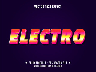 Editable text effect - electro neon red and yellow color gradient modern style	
