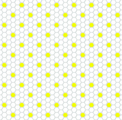 Seamless vector pattern with white and yellow mosaic honeycomb mosaic. Hexagon tiles background. Print for wrapping, web backgrounds, etc. Follow other mosaic patterns in my collection.