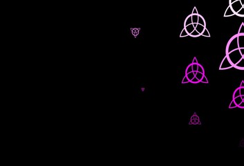 Dark Purple, Pink vector template with esoteric signs.