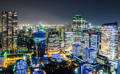 Bangkok cityscape. Bangkok night view in the business