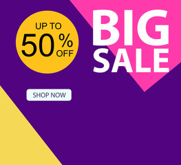 Big Sale up to 50% off Shop Now Label Tag Vector Template Design Illustration