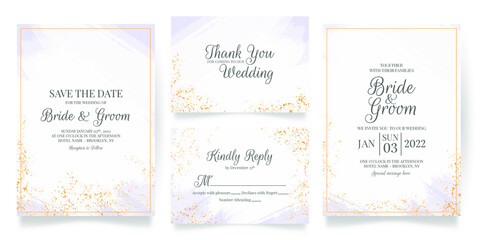 Fototapeta na wymiar wedding invitation card template set with abstract watercolor decoration