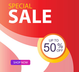 Special Sale up to 50% off Shop Now Label Tag Vector Template Design Illustration