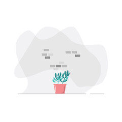 Simple potted plant vector.Great for invitation, greeting card, packages, wrapping, etc. Botanical illustration design.