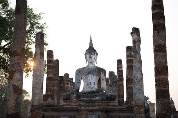 Fototapeta na wymiar The Sukhothai Kingdom: สุโขทัย, was an early kingdom in the area around the city Sukhothai, in north central Thailand. The Kingdom existed from existed from 1238 until 1438. UNESCO World Heritage Site