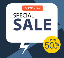 Special Sale up to 50% off Shop Now Label Tag Vector Template Design Illustration