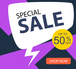 Special Sale up to 50% off Shop Now Label Tag Vector Template Design Illustration