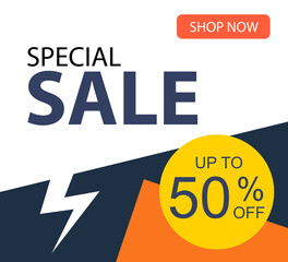 Special Sale up to 50% off Shop Now Label Tag Vector Template Design Illustration