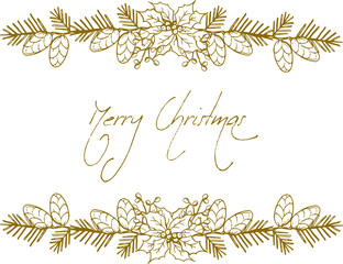 茶色の松ぼっくりと柊のフレーム