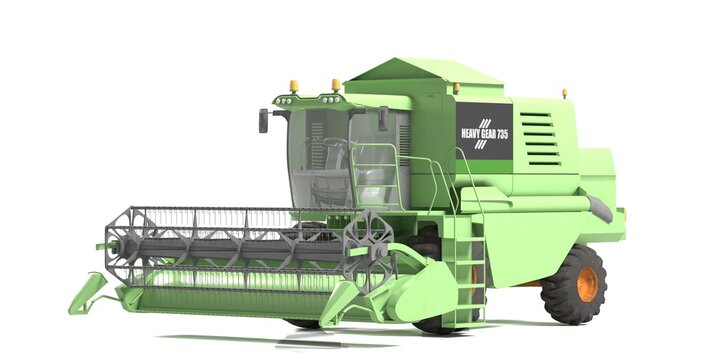 Farm machinery on a white background. 3d render