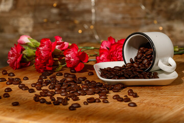 Granos de café y flor 2