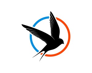 Circle shape with flying swallow