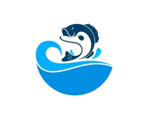 Beach wave with jumping fish