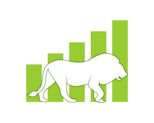 Financial charts with the lion king walking