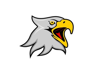 Cartoon eagle head with roar beak