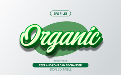 Fresh Organic green 3d editable text effect eps file vector
