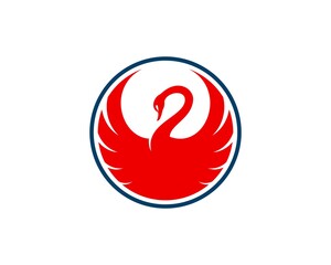 Circle shape with with red swan inside