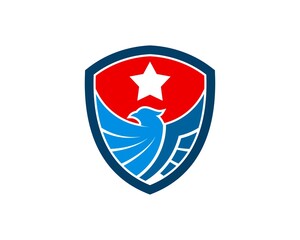 Shield with spread wing eagle and star