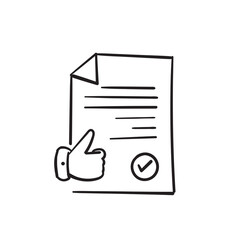 hand drawn doodle document symbol for approval icon, accredited, authorized agreement. isolated