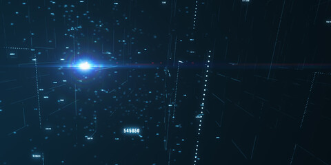 Abstract futuristic - technology with polygonal shapes on dark blue background. Design digital technology concept. 3d illustration.