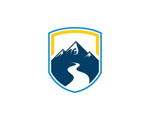Protection shield with mountain and river
