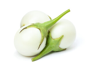 Thai white egg plant isolated on white background. Clipping path.