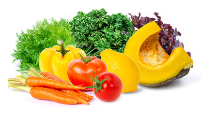 Mix vegetables on a white background