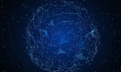 Abstract futuristic - technology with polygonal shapes on dark blue background. Design digital technology concept. 3d illustration.