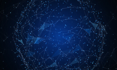 Abstract futuristic - technology with polygonal shapes on dark blue background. Design digital technology concept. 3d illustration.