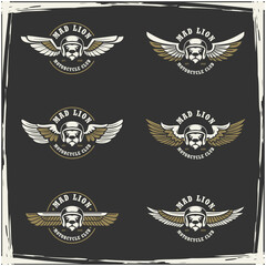 Lion head auto repair and custom Garage logo. Design element for company logo, label, emblem, sign, apparel or other merchandise. Scalable and editable Vector illustration.