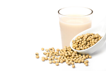 glass of milk and soybeans