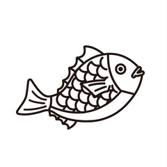 季節の素材：縁起物・鯛・目出鯛（線画）