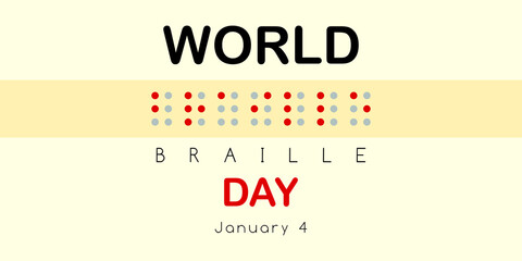 World braille day celebration vector illustration slogan typography background poster date.