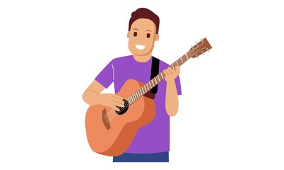 Obraz premium The man is playing acoustic guitar