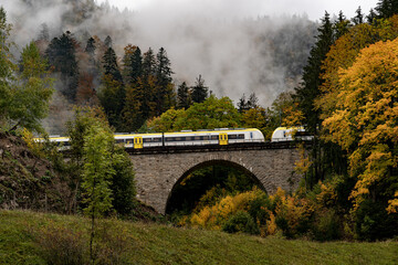 BREITNAU, GERMANY - Oct 10, 2020: Ravenna gorge viaduct railway bridge in Breitnau, Germany