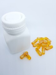 Fish oil capsules with white bottle for commercial use