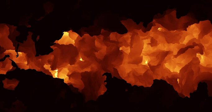 Cartoonish Fire And Flame Animation. Shape Turning. Perfect Loop. Smooth 4K Background Animation.