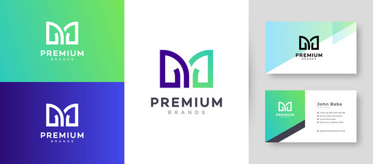 Flat & Minimal Initial M Letter Logo With Premium Business Card Design Vector Template for Your Company Business