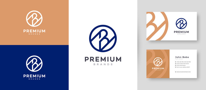 Flat & Minimal Initial B Letter Logo With Premium Business Card Design Vector Template for Your Company Business
