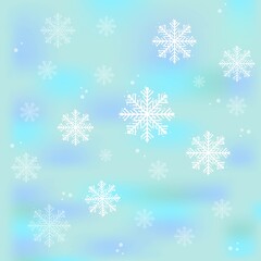 Vector heavy snowfall, blurred snowflakes in various forms and sizes on sky. 